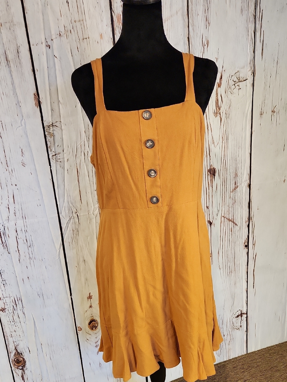 Altar'd State Mustard Cotton Linen Blend Summer Dress L NWT - Picture 1 of 12